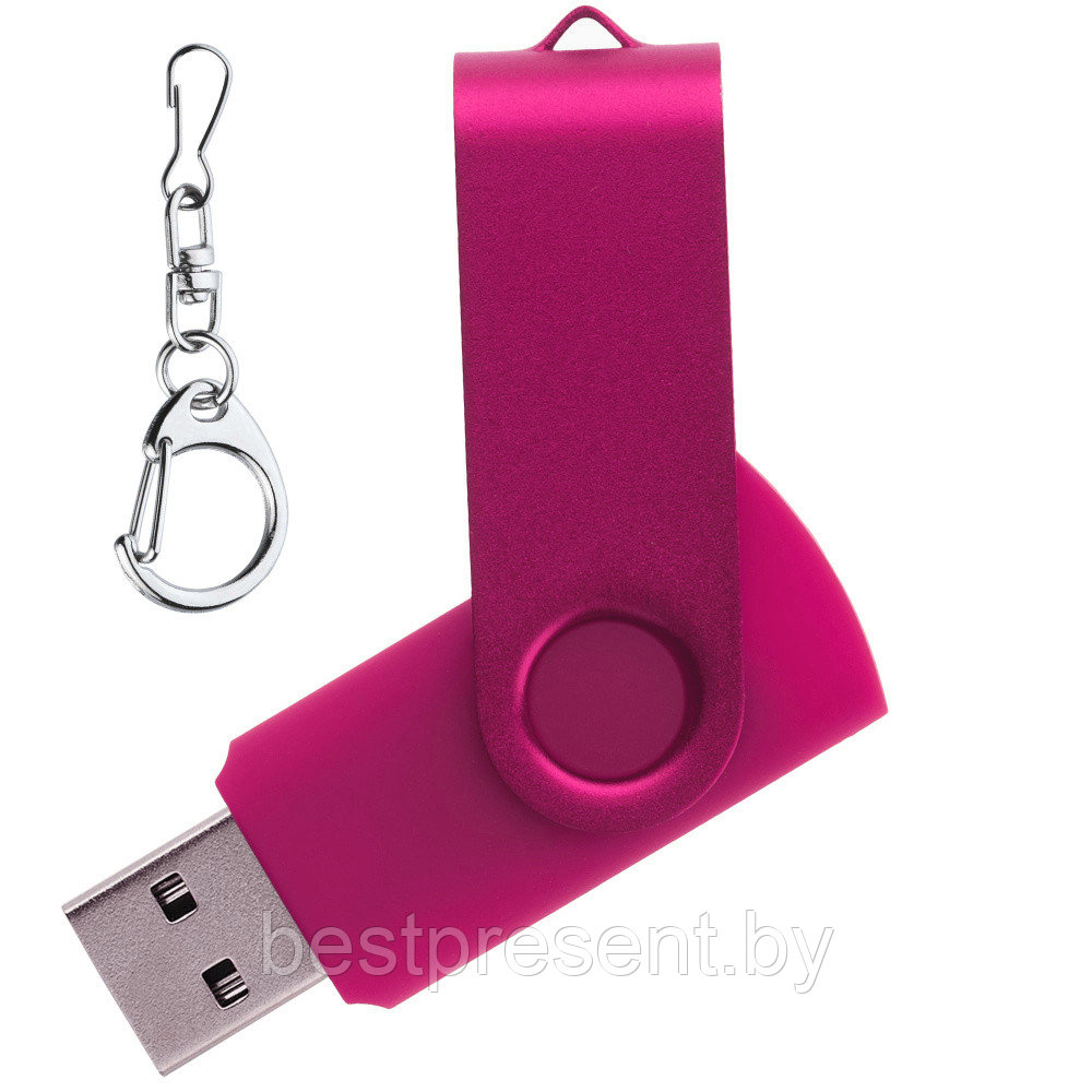 Флеш накопитель USB 2.0 Twister 8GB, пластик Софт Тач/металл, розовый/розовый - фото 1 - id-p222324864