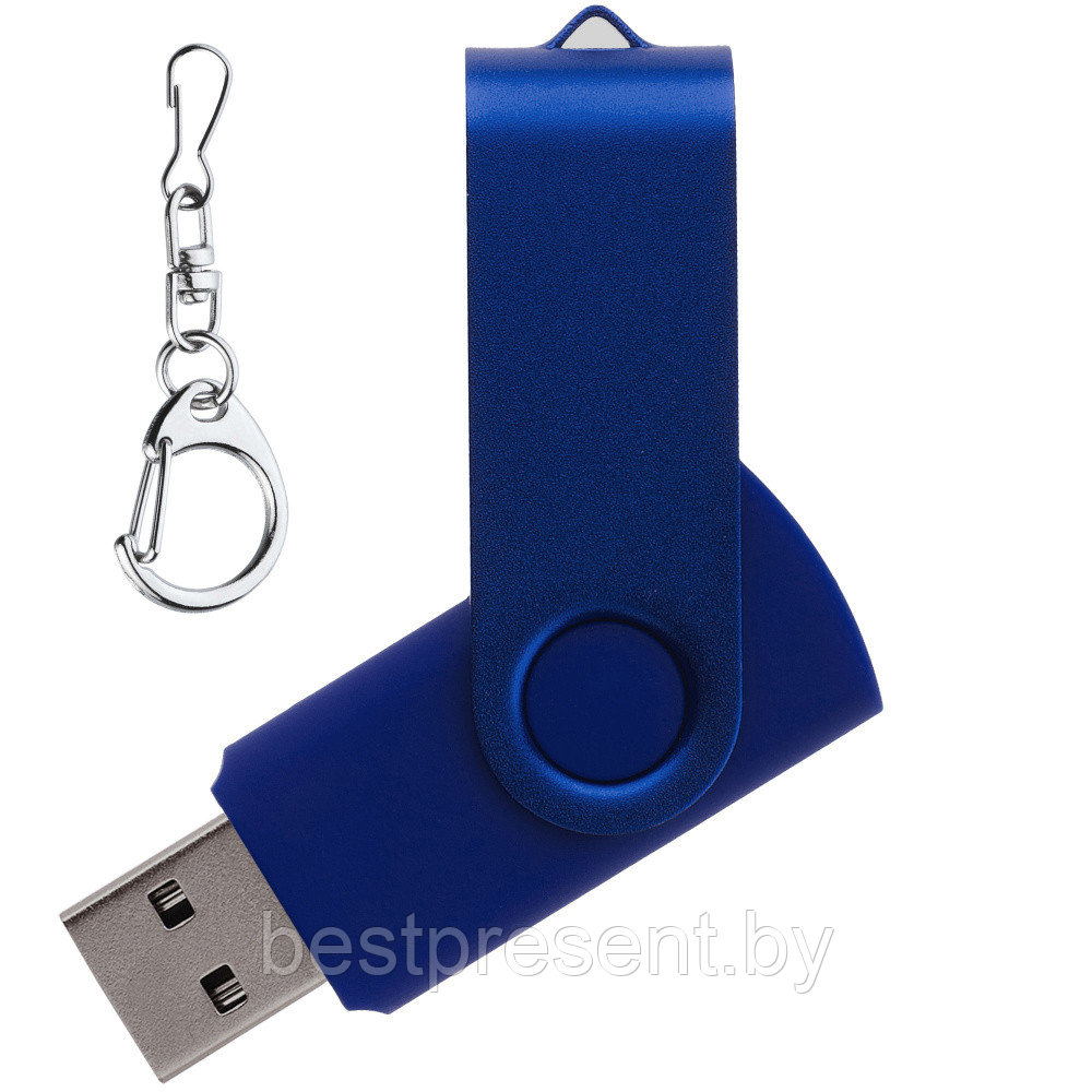 Флеш накопитель USB 2.0 Twister 8GB, пластик Софт Тач/металл, синий/синий - фото 1 - id-p222324868