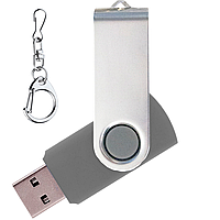 Флеш накопитель Twister 64GB, пластик Софт Тач/металл, серый/серебро