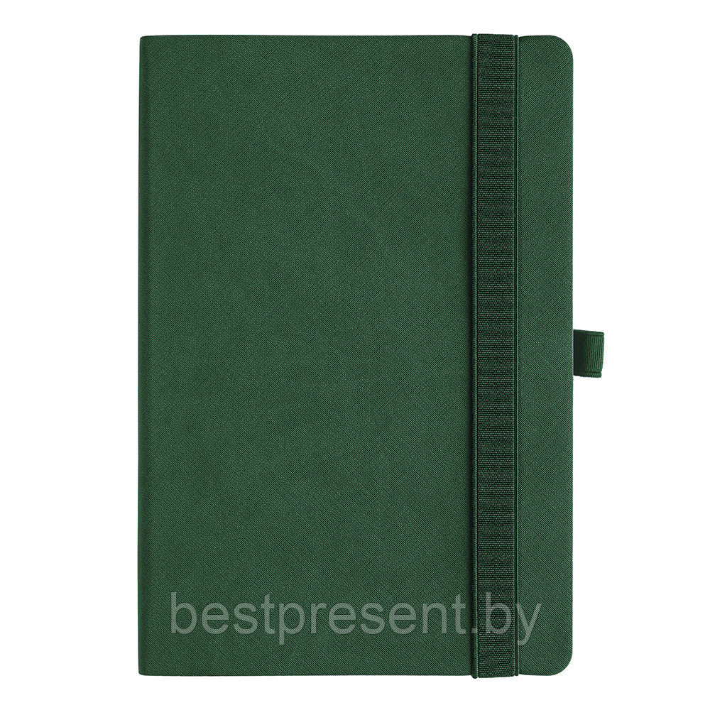Ежедневник Flexy Line Linen А5, зеленый/зеленый, недатированный, в гибкой обложке, с резинкой и петлей для - фото 1 - id-p222324948