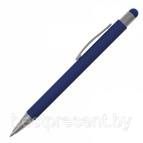 Ручка шариковая металлическая со стилусом SALT LAKE софт тач, металл, синий - фото 1 - id-p222325020