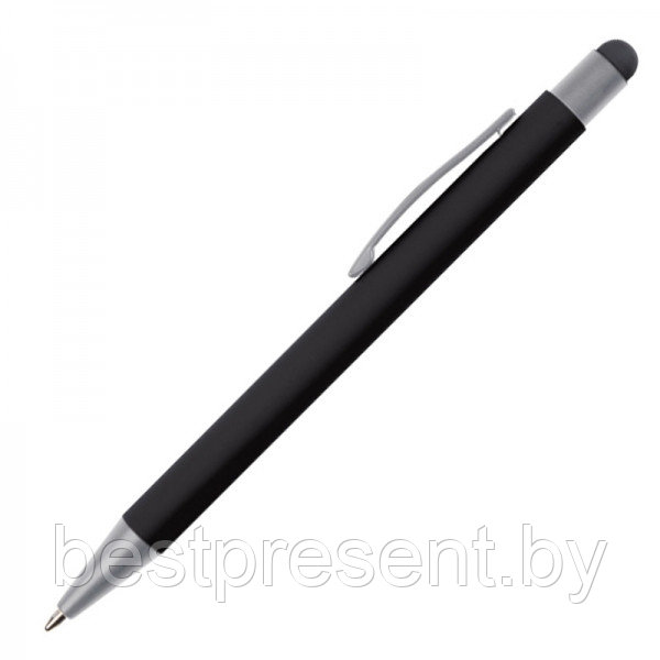 Ручка шариковая металлическая со стилусом SALT LAKE софт тач, металл, черный - фото 1 - id-p222325022