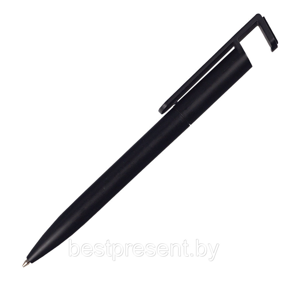 Ручка шариковая Vinsent Frost, с подставкой под мобильный телефон, пластик, черный - фото 1 - id-p222325038