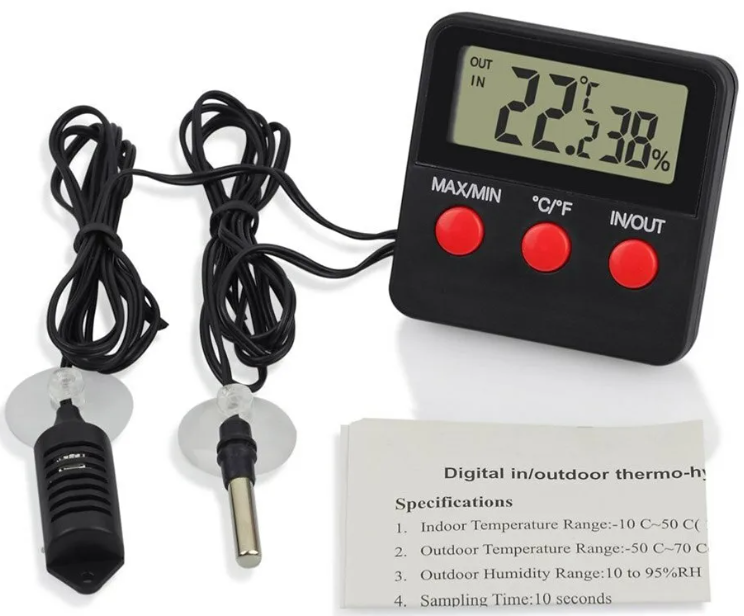 ТЕ-153 Цифровой электронный термометр с температурным сенсором и сенсором влажности на проводе - фото 2 - id-p222325746