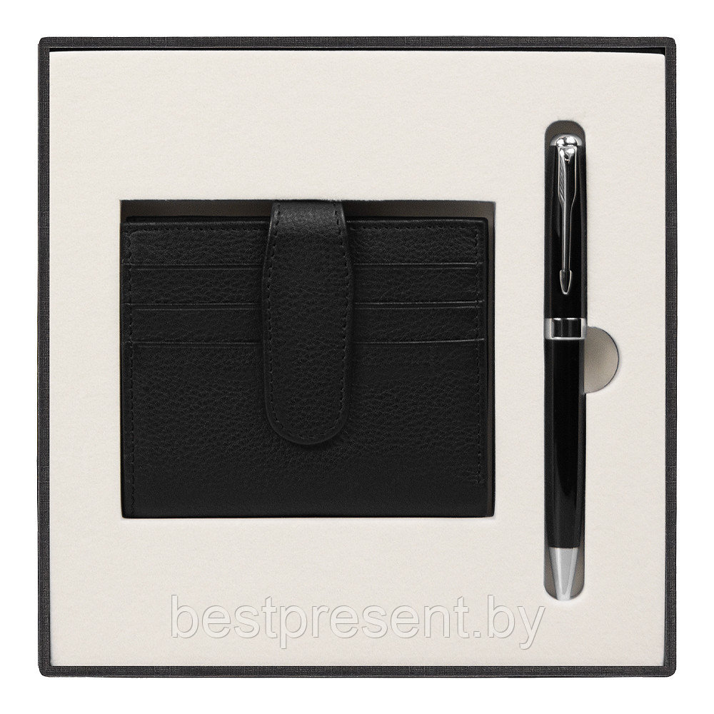 Набор подарочный Solution Superior Duo (ручка Universal, металл, черный/серебро, футляр для кредитных карт - фото 1 - id-p222325604