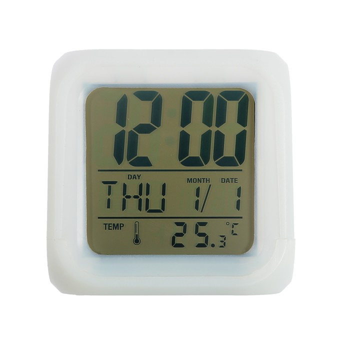 Будильник Luazon LB-03, дата, температура, белый - фото 4 - id-p222326332