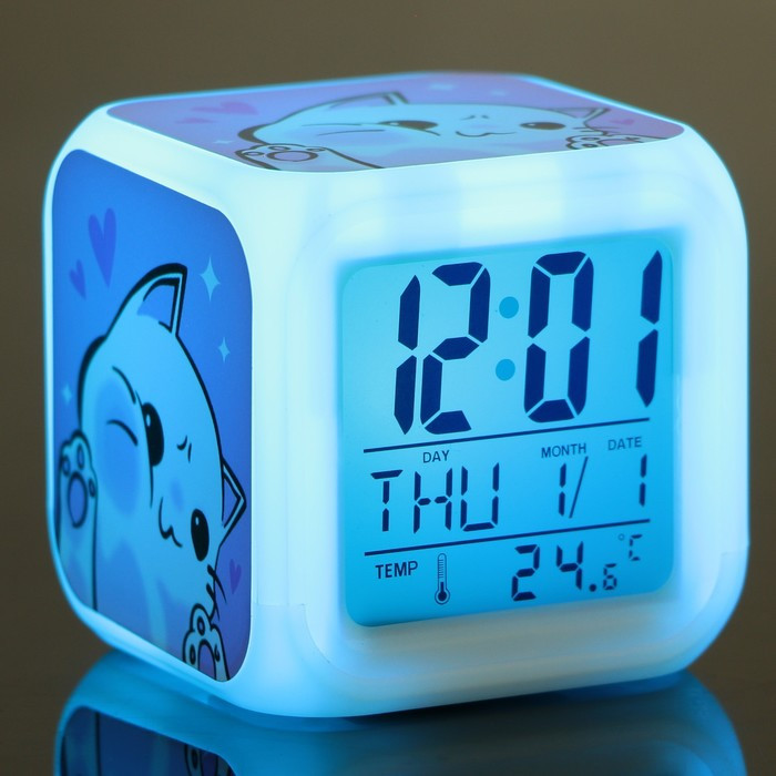Электронные часы-будильник «Котик», с подсветкой - фото 9 - id-p222326370