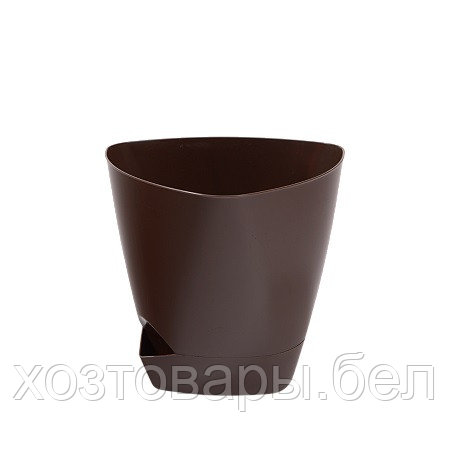 Горшок для цветов 3л Элеганс шоколад с поддоном - фото 1 - id-p222326167