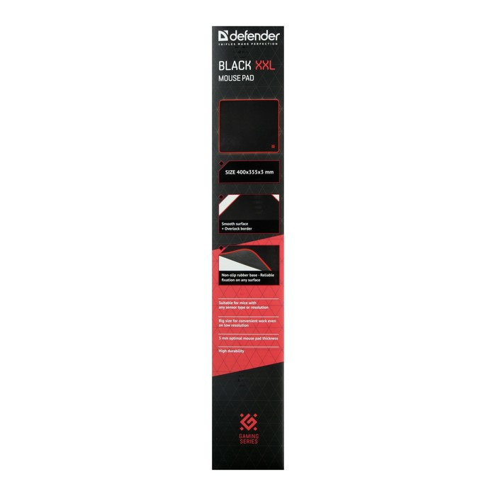 Коврик для мыши Defender Black XXL, игровой, 400x355x3 мм, чёрно-красный - фото 6 - id-p222333681