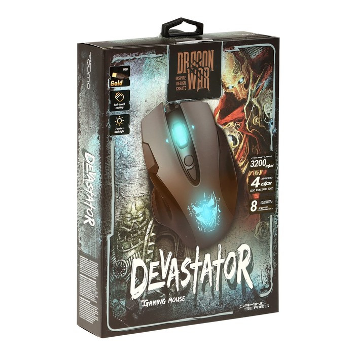 Мышь Qumo Devastator M12, игровая, проводная, 8 кнопок, подсветка, 2400 dpi, USB, чёрная - фото 9 - id-p222333686