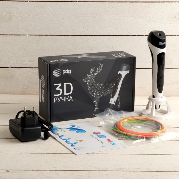 3D ручка Cactus (CS-3D-PEN-C-WT), ABS и PLA, пластик в комплекте, белая - фото 1 - id-p222333736