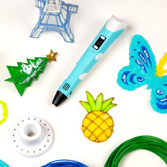 3D ручка Luazon, дисплей, работа с пластиком ABS и PLA, пластик в комплекте, голубая - фото 3 - id-p222333740