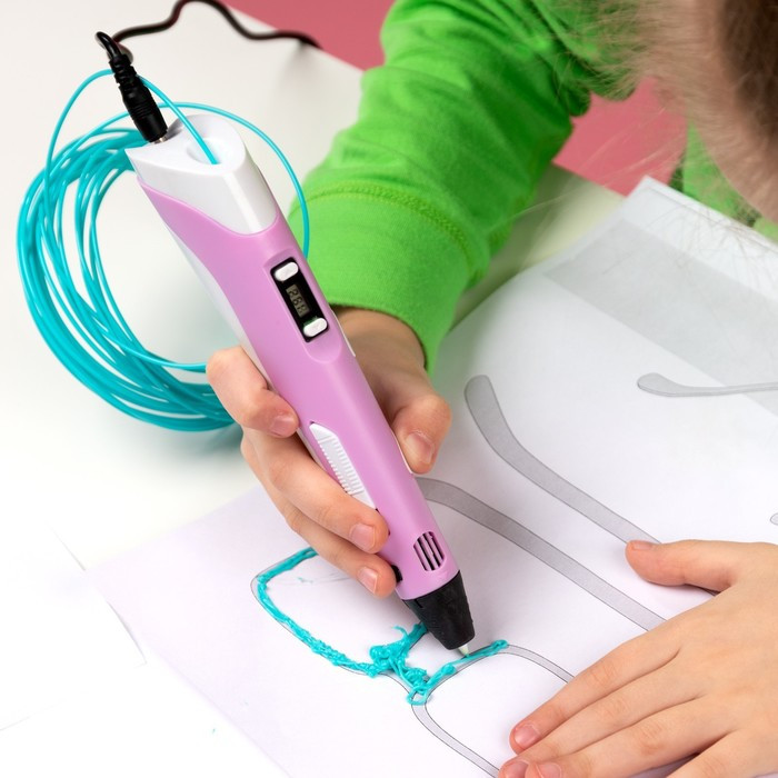 3D ручка Luazon, дисплей, работа с пластиком ABS и PLA, пластик в комплекте, розовая - фото 4 - id-p222333741