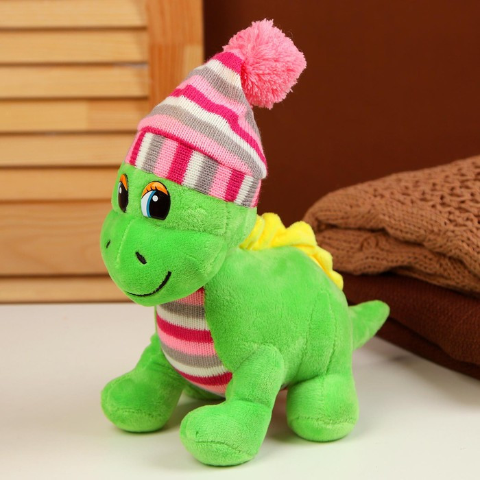Мягкая игрушка «Дракоша», в полосатой шапке, 21 см, цвет зелёный - фото 3 - id-p222335056