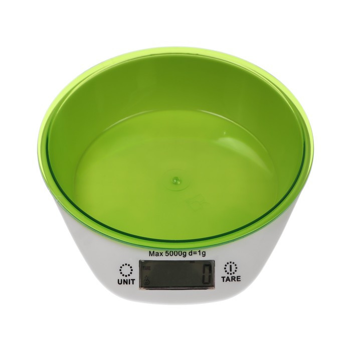 Весы кухонные Luzon LKVB-501, электронные, до 5 кг, чаша 1.3 л, зеленые - фото 1 - id-p222335180
