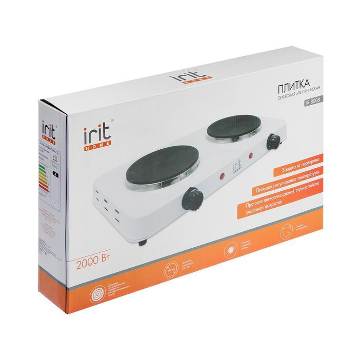 Плитка электрическая Irit IR-8008, 2000 Вт, 2 конфорки, белая - фото 5 - id-p222335715