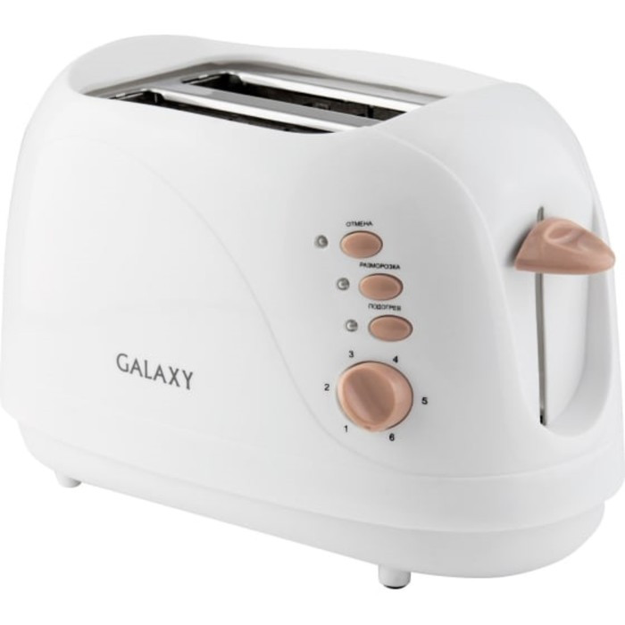 Тостер Galaxy 2904, 800 Вт, 6 режимов прожарки, 2 тоста, белый - фото 1 - id-p222335716