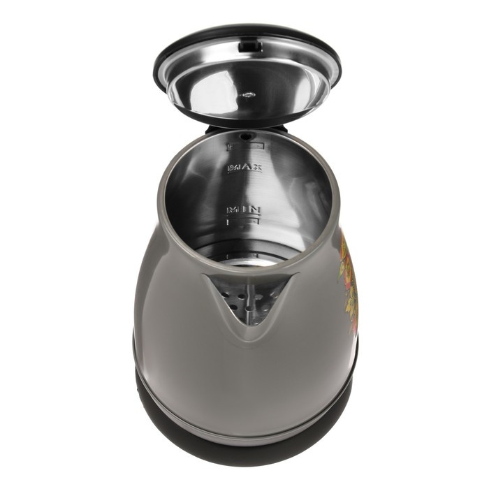 Чайник электрический "Матрёна" MA-003, металл, 1.7 л, 1500 Вт, серый с рисунком "Хохлома" - фото 6 - id-p222335384