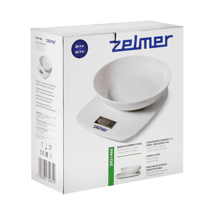 Весы кухонные Zelmer ZKS1460, электронные, до 5 кг, белые - фото 9 - id-p222335228