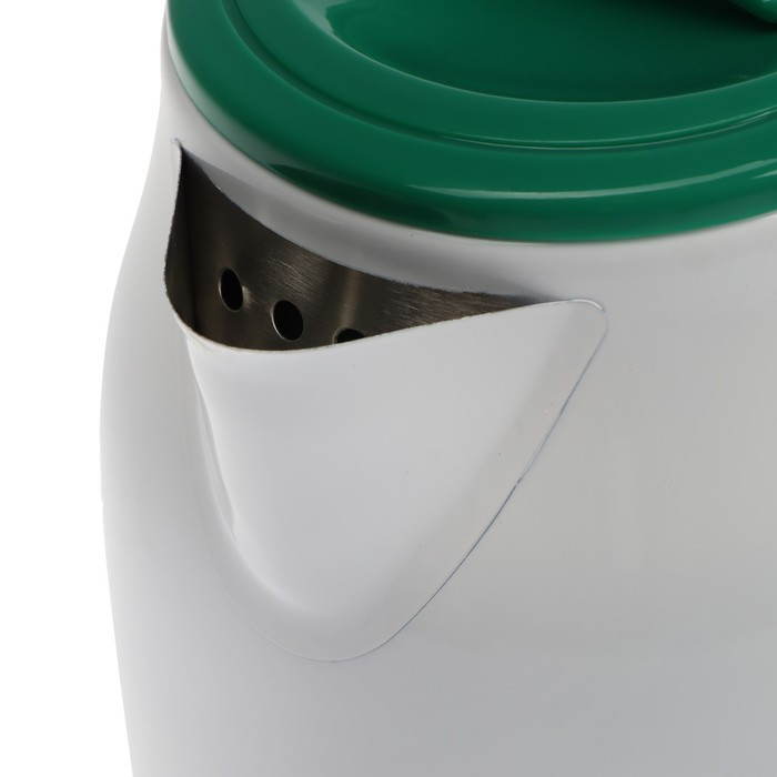 Чайник электрический МАТРЁНА MA-120, металл, 1.8 л, 1500 Вт, бело-зелёный с рисунком "Шишки" - фото 4 - id-p222335391