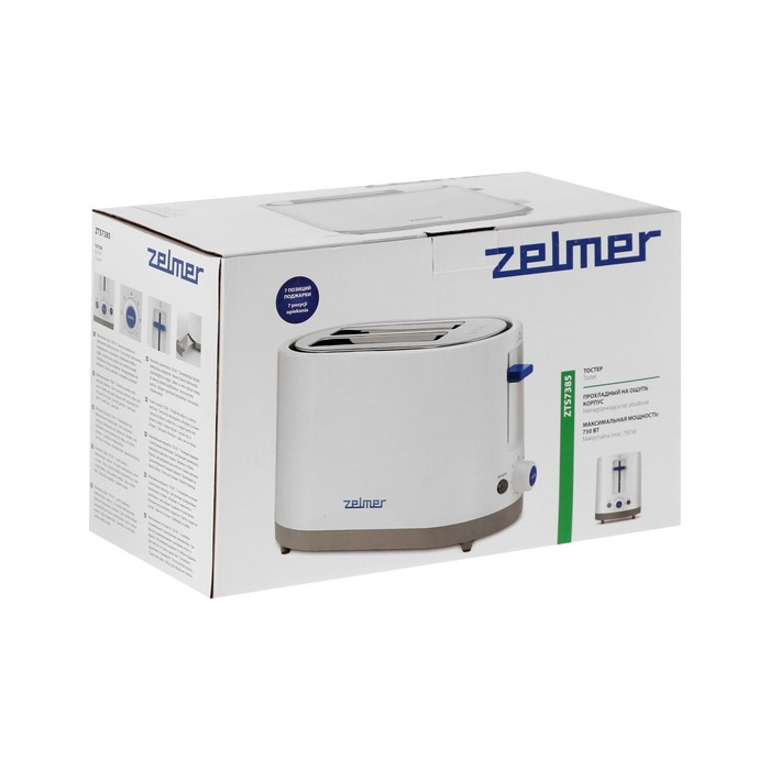Тостер Zelmer ZTS7385, 750 Вт, 7 режимов прожарки, 2 тоста, белый - фото 6 - id-p222335753