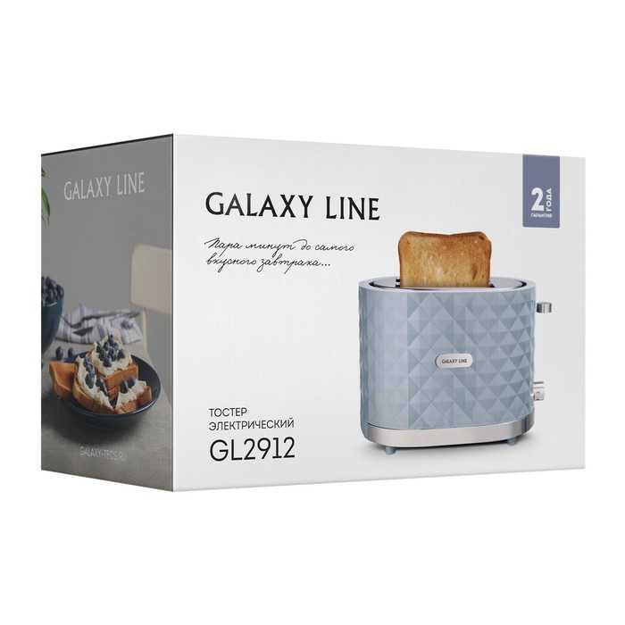 Тостер Galaxy GL 2912, 1200 Вт, 7 режимов прожарки, 2 тоста, серо-голубой - фото 7 - id-p222335756