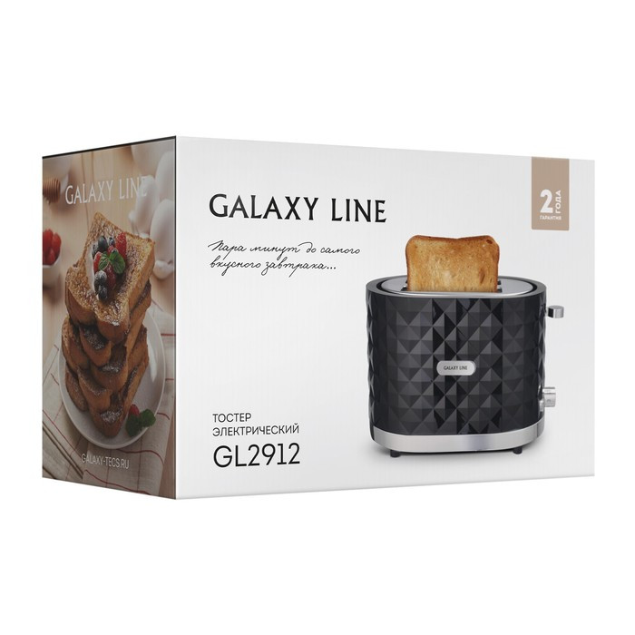 Тостер Galaxy GL 2912, 1200 Вт, 7 режимов прожарки, 2 тоста, чёрный - фото 7 - id-p222335757