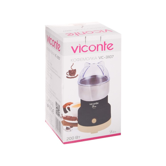Кофемолка Viconte VC-3107 Dior, электрическая, 200 Вт, 75 г, чёрная - фото 6 - id-p222335396
