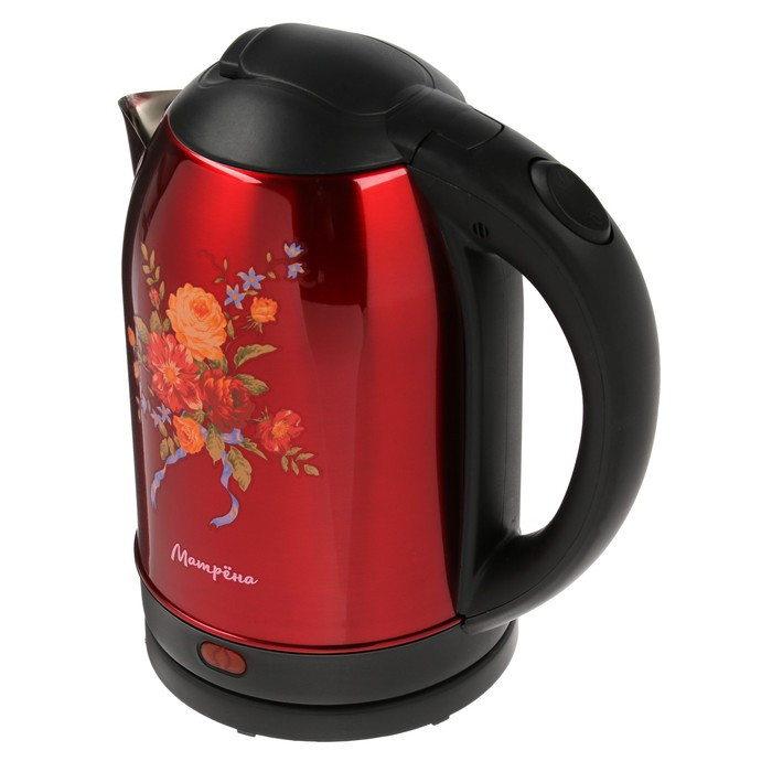 Чайник электрический "Матрёна" MA-005, металл, 2 л, 1500 Вт, красный с рисунком "Хохлома" - фото 2 - id-p222335413