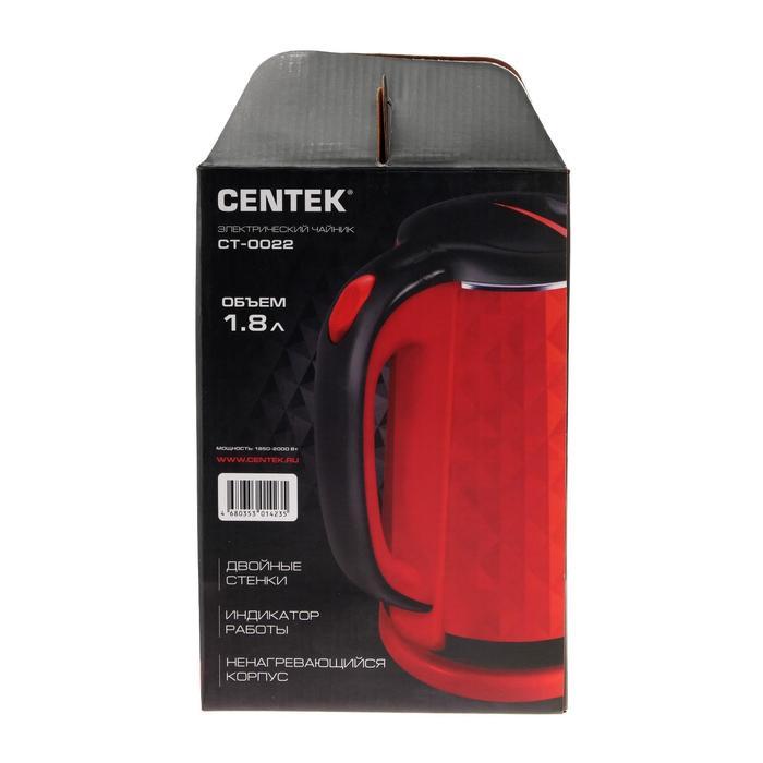 Чайник электрический Centek CT-0022, пластик, колба металл, 1.8 л, 2000 Вт, красный - фото 8 - id-p222335444