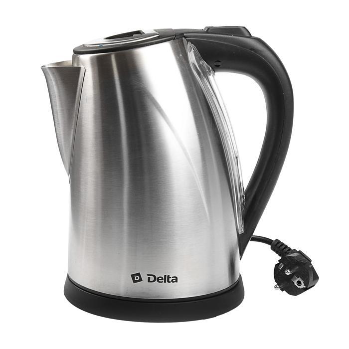 Чайник электрический DELTA DL-1033, металл, 2 л, 1800 Вт, серебристый - фото 1 - id-p222335458