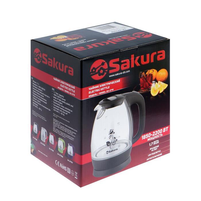 Чайник электрический Sakura SA-2715GR, стекло, 1.7 л, 2200 Вт, зеленый - фото 8 - id-p222335466