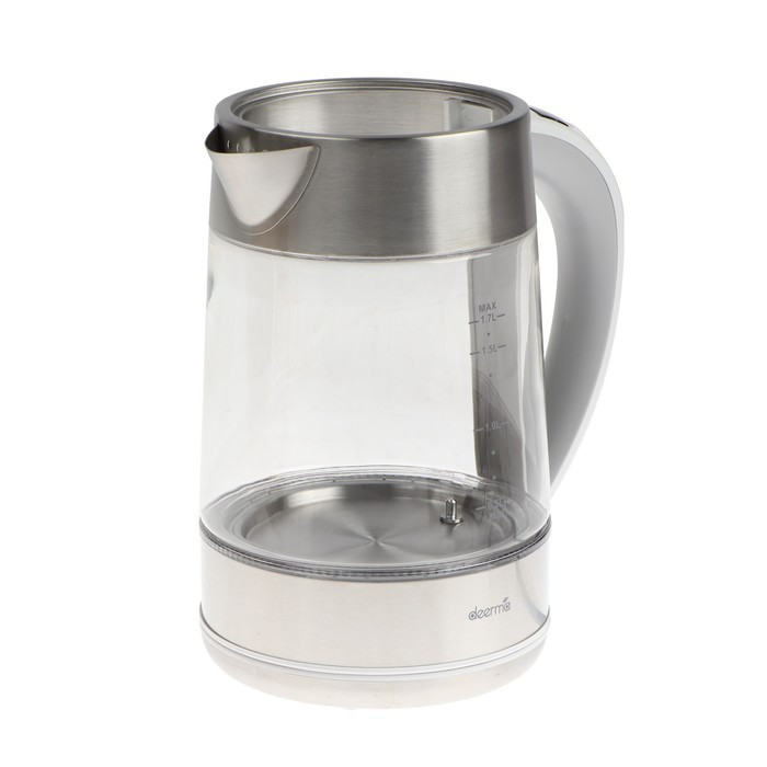Чайник электрический DEERMA DEM-SH50W, стекло, 1.7 л, 2200 Вт, регулировка t°, серебристый - фото 7 - id-p222335536