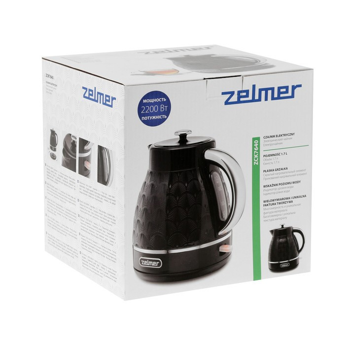 Чайник электрический Zelmer ZCK7640, пластик, 1.7 л, 2200 Вт, чёрный - фото 8 - id-p222335553