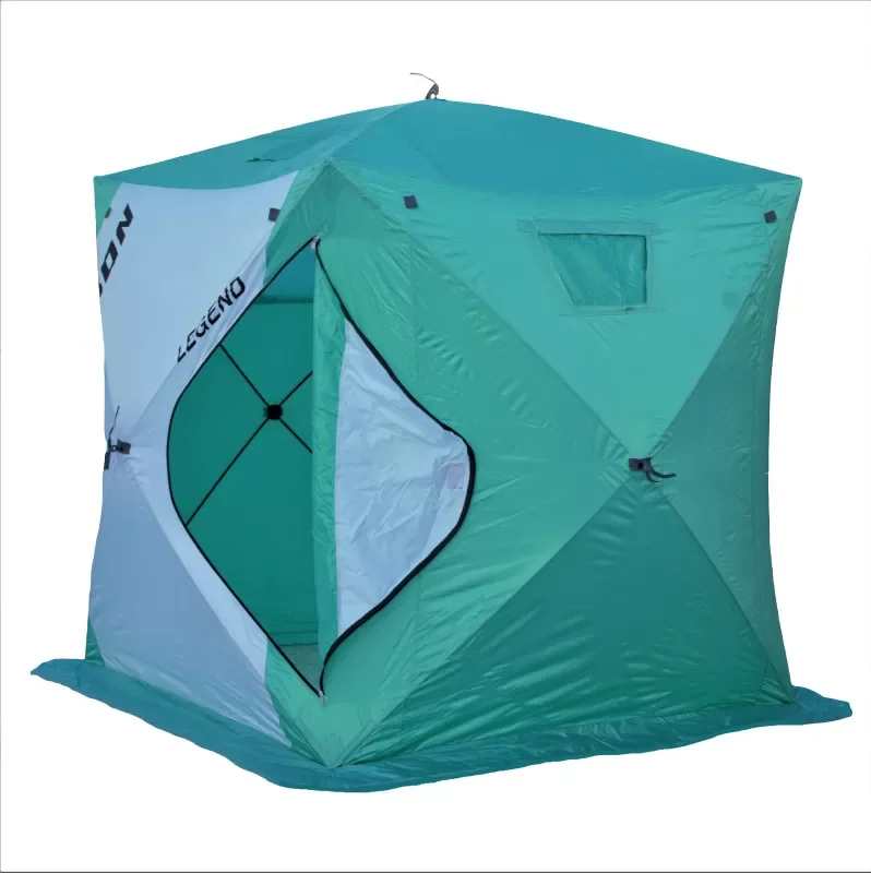 Зимняя палатка куб Bison Legend (200х200х210), бело/зеленая, арт. 445672