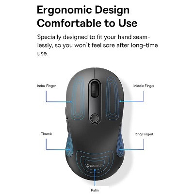 Компьютерная мышь Baseus F02 Ergonomic Wireless Mouse (B01055505111-00) черный - фото 5 - id-p222340370