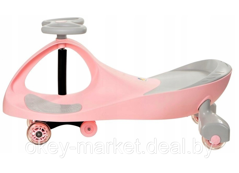 Гравитационная машинка каталка, толокар, пушкар Twistcar светящиеся PU колеса розовая - фото 6 - id-p222340448