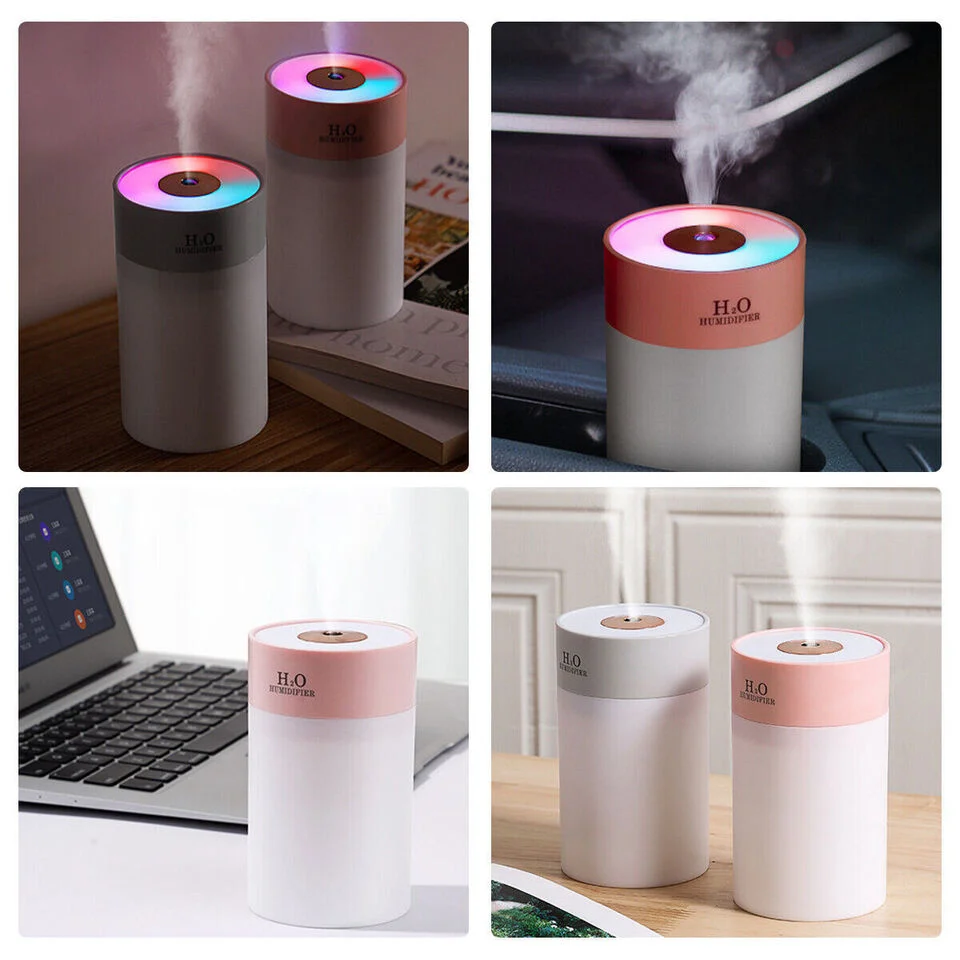Увлажнитель (аромадиффузор-ночник) воздуха H2O humidifier  H-5, 260 ml с LED-подсветкой Розовый