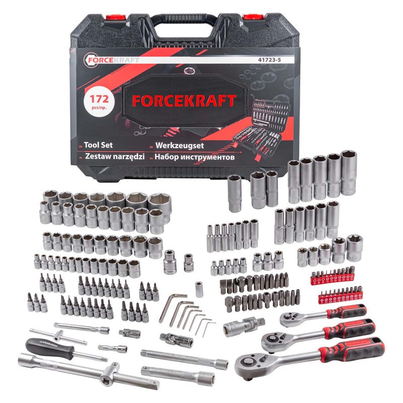Набор инструментов FORCEKRAFT FK-41723-5 172пр. 1/4'', 3/8'', 1/2''(6гр.)(4-32мм) - фото 1 - id-p222345299