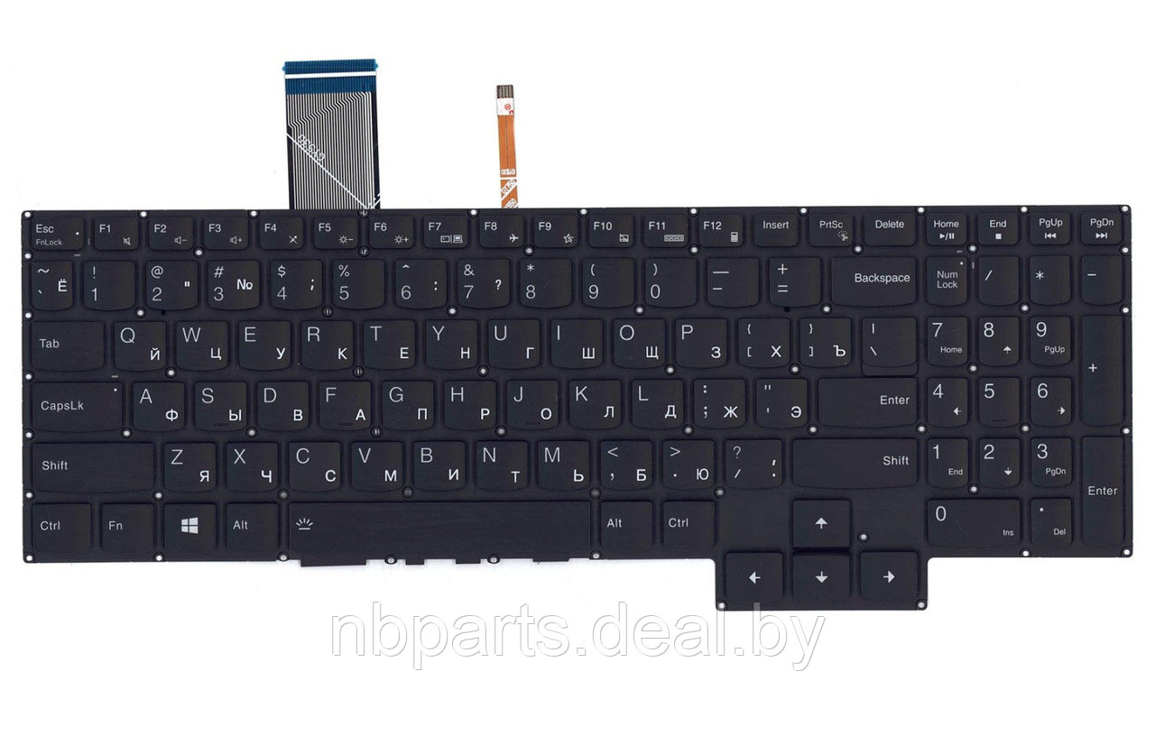 Клавиатура для ноутбука Lenovo IdeaPad Gaming 3-15ARH05, чёрная, с белой подсветкой, RU - фото 1 - id-p202890408
