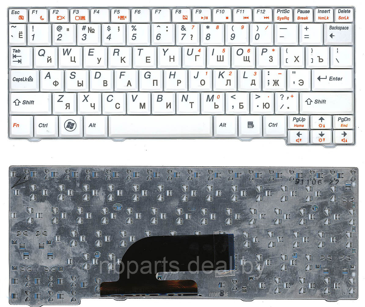 Клавиатура для ноутбука Lenovo IdeaPad S10-2, белая, RU Уценка - фото 1 - id-p111776618
