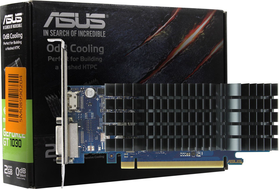 Видеокарта 2Gb PCI-E GDDR5 ASUS GT1030-SL-2G-BRK (RTL) DVI+HDMI GeForce GT1030 90YV0AT0-M0NA00