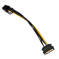 Кабель питания(int) CC-PCIE-SATA-20CM Gembird PCI-Ex 8pin - Sata 15pin, медн.проводник, 20см /CablExpert/