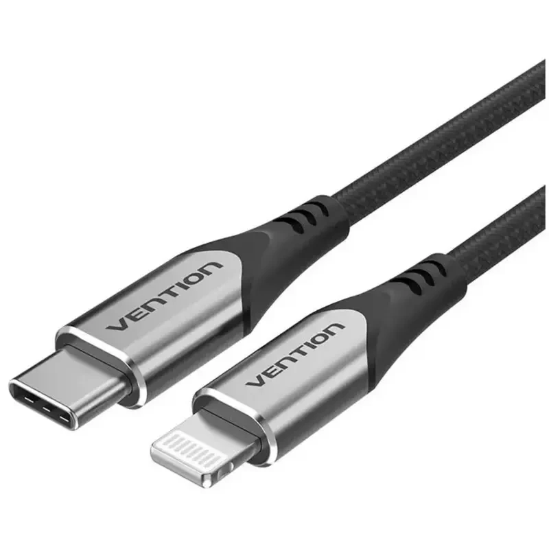 Кабель Vention TACHF USB 2.0 CM/Lightning 8M для iPad/iPhone - 1м. серебристый - фото 1 - id-p222366250