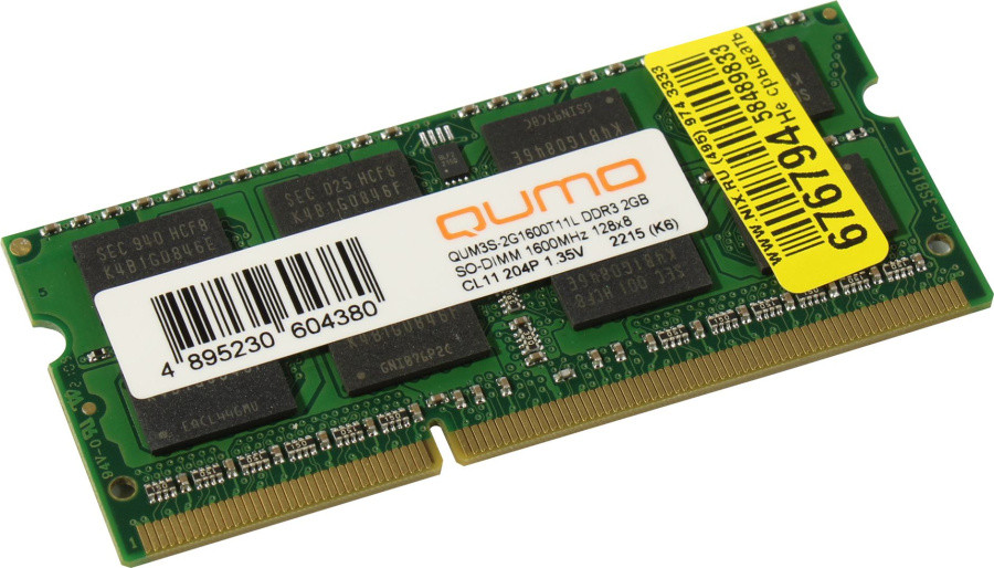 Модуль памяти QUMO QUM3S-2G1600T11L DDR3 SODIMM 2Gb PC3-12800 CL11 (for NoteBook) - фото 1 - id-p222366450