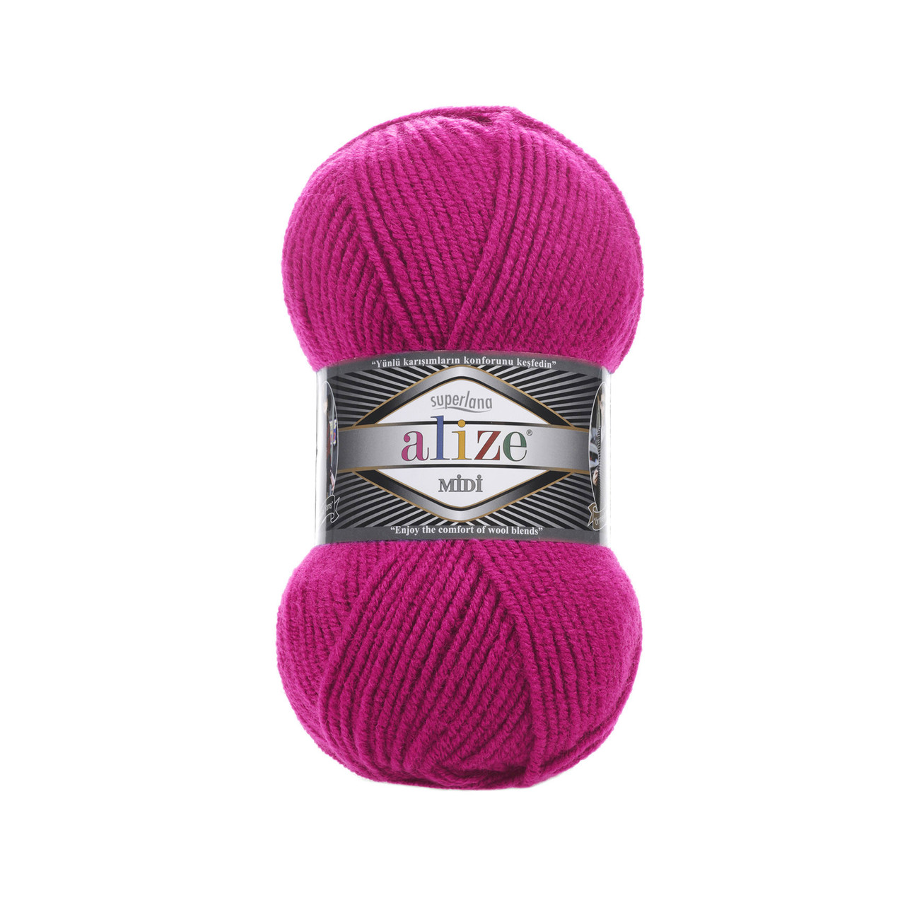 Пряжа Ализе Суперлана Миди (Alize Superlana Midi) цвет 149 ярко-розовый /фуксия