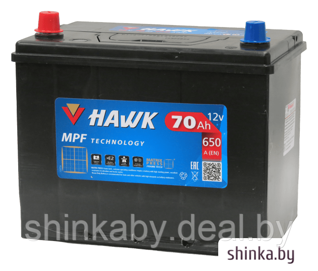 Автомобильный аккумулятор Hawk Asia 70 JL+ с бортом (70 А·ч) - фото 1 - id-p222371402