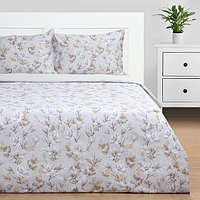 Постельное бельё Этель 1,5 сп Beige flowers, 143х215 см, 150х214 см, 50х70 см -2 шт, мако-сатин 114г/м2