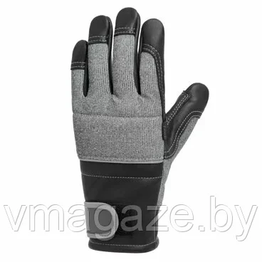 Перчатки Панголин для защиты от цепной пилы с крагой (цвет черный с серым) - фото 1 - id-p222373111