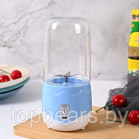 Портативный мини блендер для смузи и коктейлей Portable Juice Blender DM-888 ( емкость 400 ml) Голубой